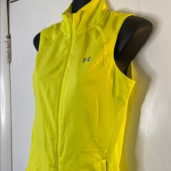 Under Armour Women's Bright Yellow Zip Up Sleeveless Tank XS - Picture 3 of 7